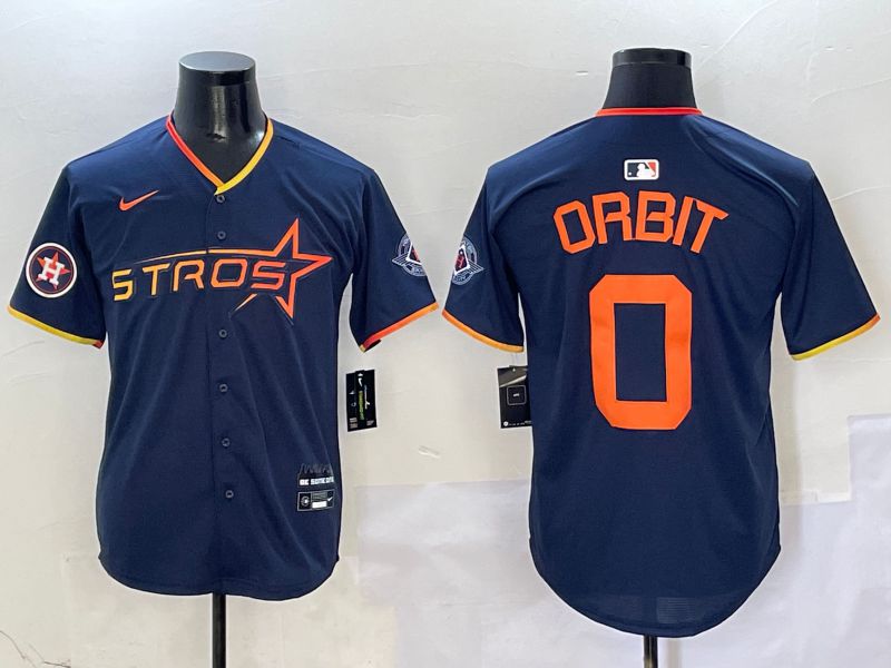 Men Houston Astros #0 Orbit Drak Blue Three generations Joint Name 2025 Nike MLB Jersey style 12
